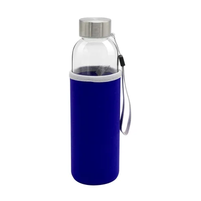 Office 1 Бутилка Halo, стъклена, 500 ml, със син калъф