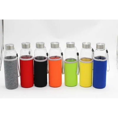 Office 1 Бутилка Halo, стъклена, 500 ml, със син калъф
