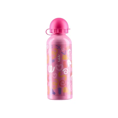 Бутилка Takk Alu Flowy, за момиче, алуминиева, 500 ml, асорти