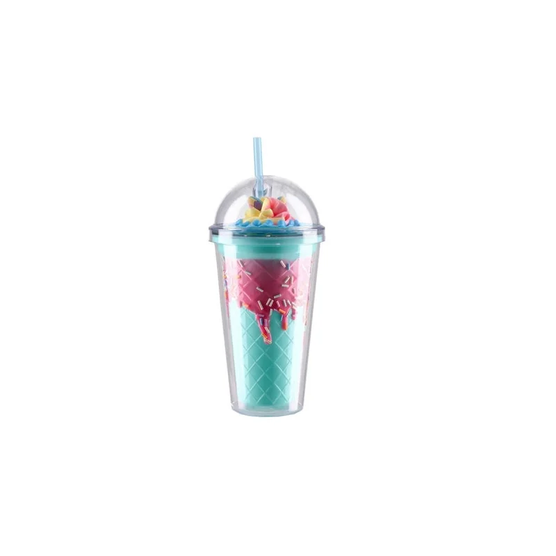 Чаша Takk Lagro 20, със сламка, сладолед, 450 ml, асорти