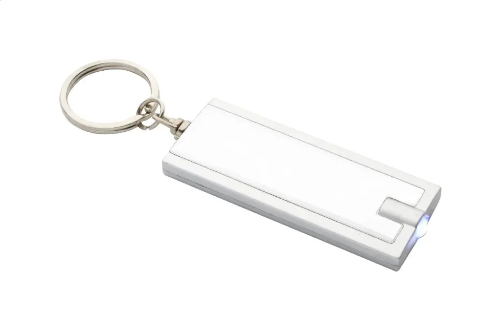 Cool Ключодържател Urban, с LED фенерче, рециклирана ABS пластмаса, с батерия, бял