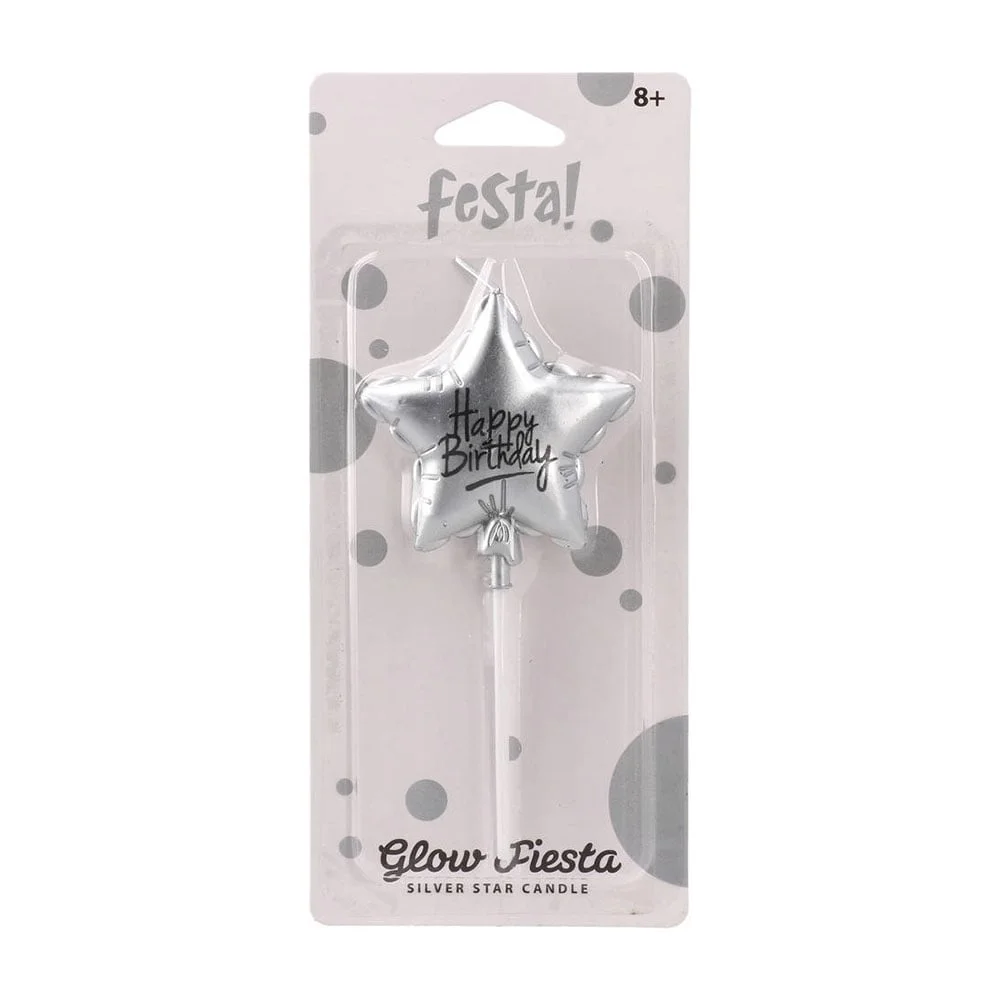Свещ за торта Festa, звезда, сребриста