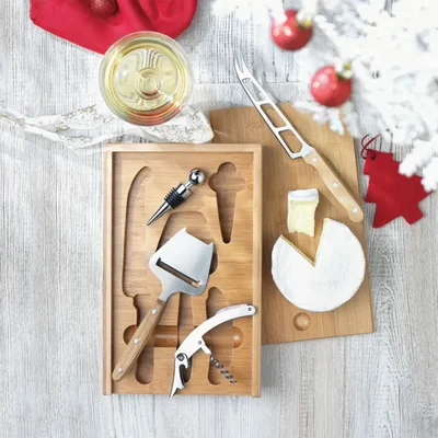 More Than Gifts Комплект за вино и сирена, дървен