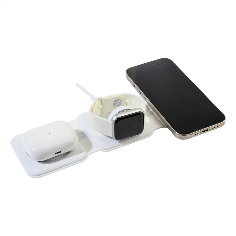 Cool Безжично зарядно FolCharge 3 в 1, сгъваемо, 15 W, бяло