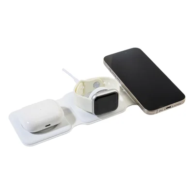Cool Безжично зарядно FolCharge 3 в 1, сгъваемо, 15 W, бяло