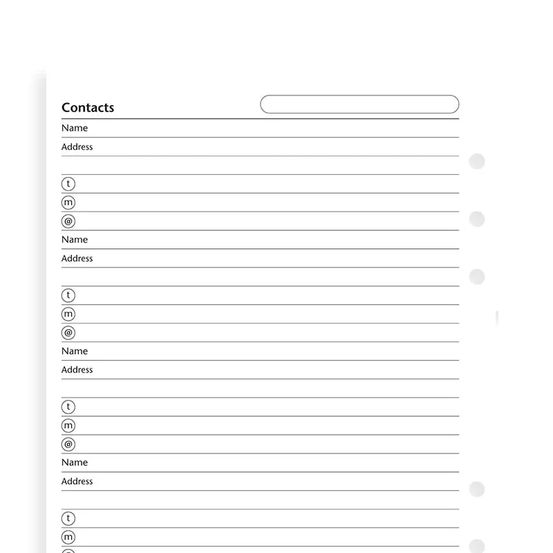 Filofax Пълнител за органайзер, A5, за имена, адреси и телефони