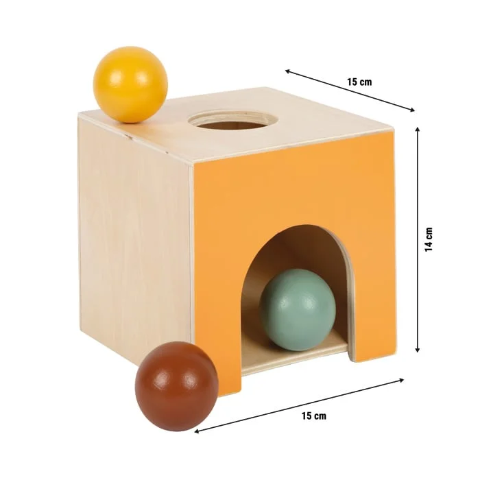 Small Foot Кутия Монтесори, дървена, с цветни топчета
