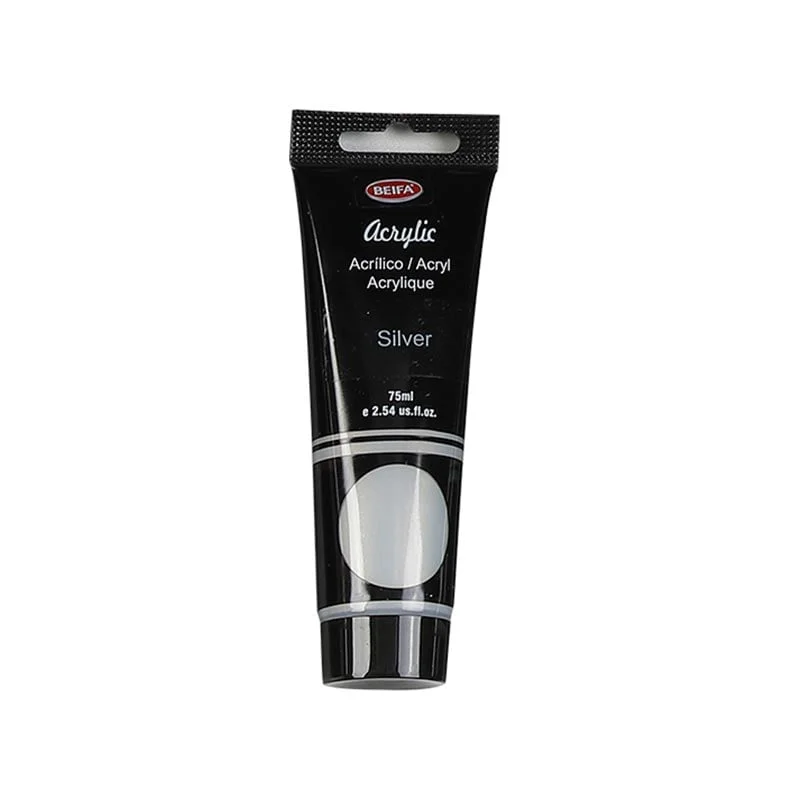 Beifa Акрилна боя, в тубичка, 75 ml, сребриста