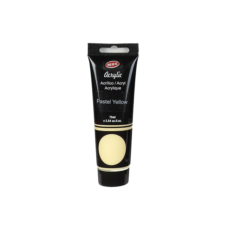 Beifa Акрилна боя, в тубичка, 75 ml, пастелножълта