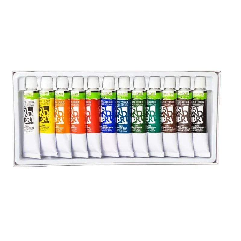 Акрилни бои Standart Acrylic, в тубички по 12 ml, 12 цвята