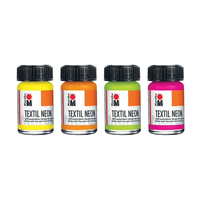Marabu Боя за текстил, с неонов ефект, 15 ml, 5 броя
