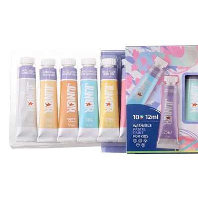 Темперни бои Junior Brillio, в тубички по 12 ml, 10 пастелни цвята