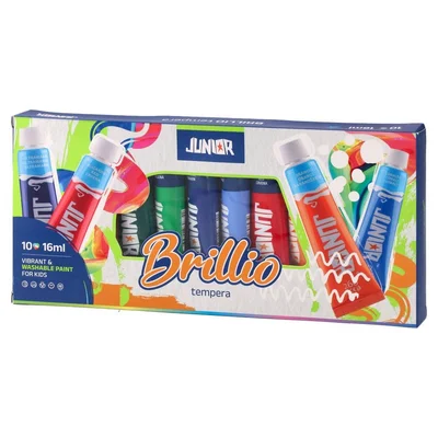 Темперни бои Junior Brillio, в тубички по 16 ml, 10 цвята