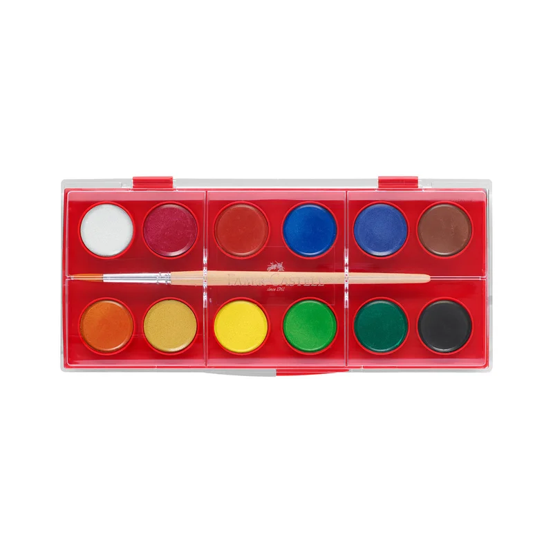Faber-Castell Акварелни бои, 12 цвята, в голяма кутия
