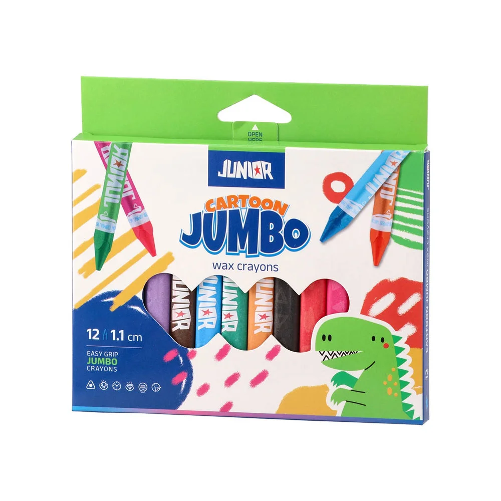 Восъчни пастели Junior Cartoon Jumbo, 12 цвята