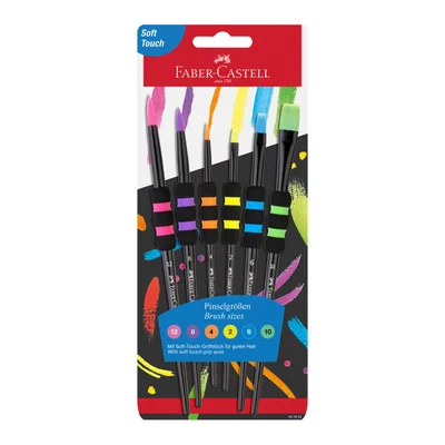 Faber-Castell Четки за рисуване Black Edition, № 2, 4, 6, 8, 10 и 12, кръгли и плоски
