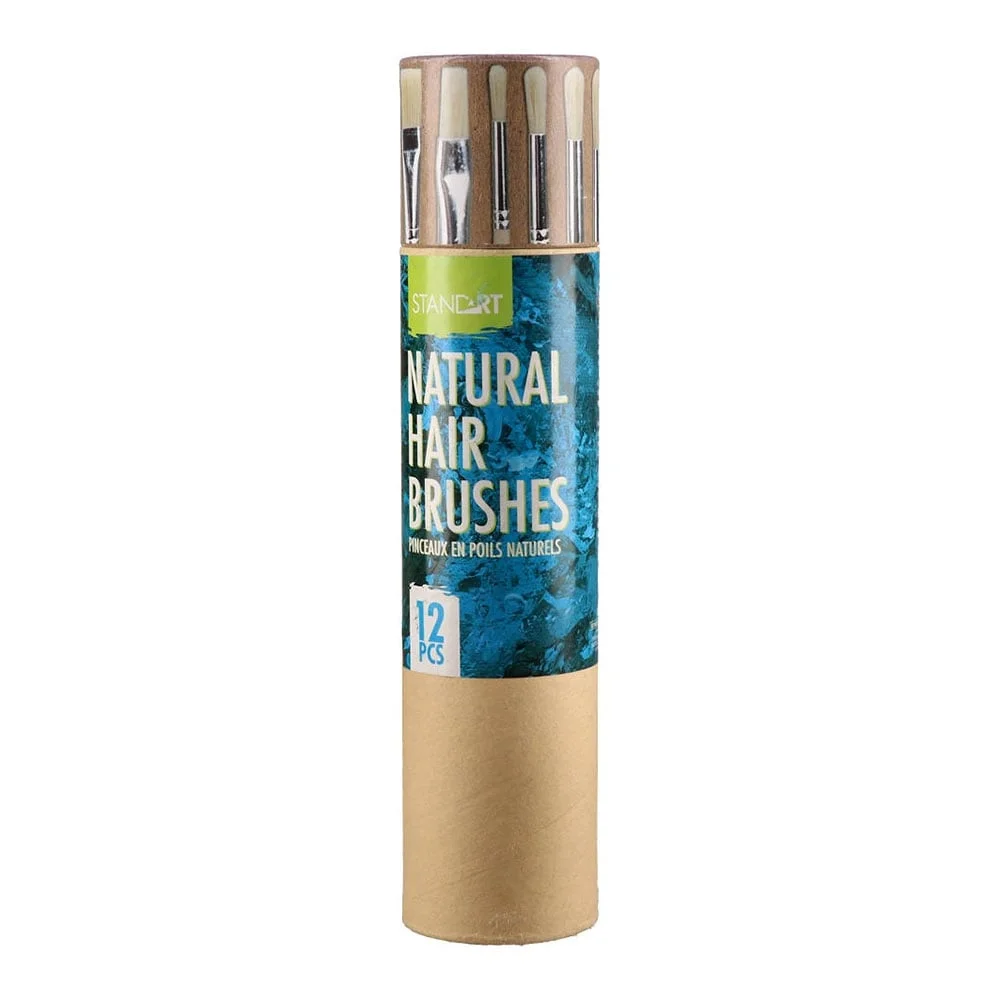 Четки за рисуване Standart Pop Brush, естествен косъм, в кутия, 12 броя