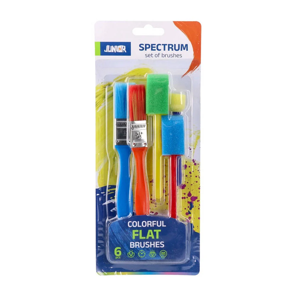 Комплект четки за рисуване Junior Spectrum, плоски, 6 броя