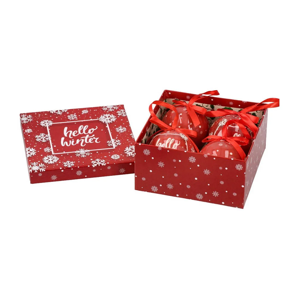 Комплект топки Festa Hello Winter, 7.5 cm, 4 броя в кутия, червени