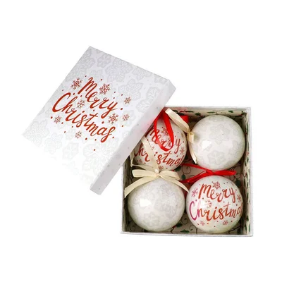 Комплект топки Festa Merry Christmas, 7.5 cm, 4 броя в кутия, бели