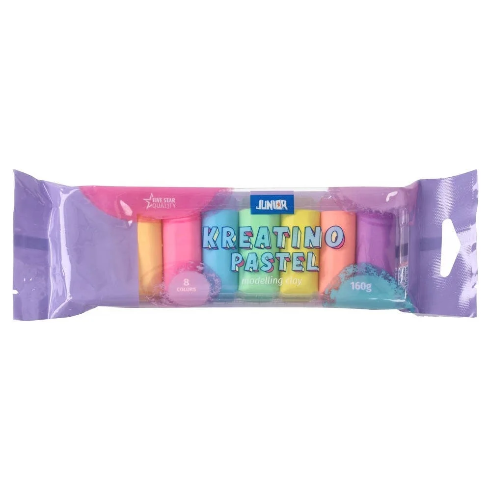 Пластилин Junior Kreatino, 160 g, 8 пастелни цвята