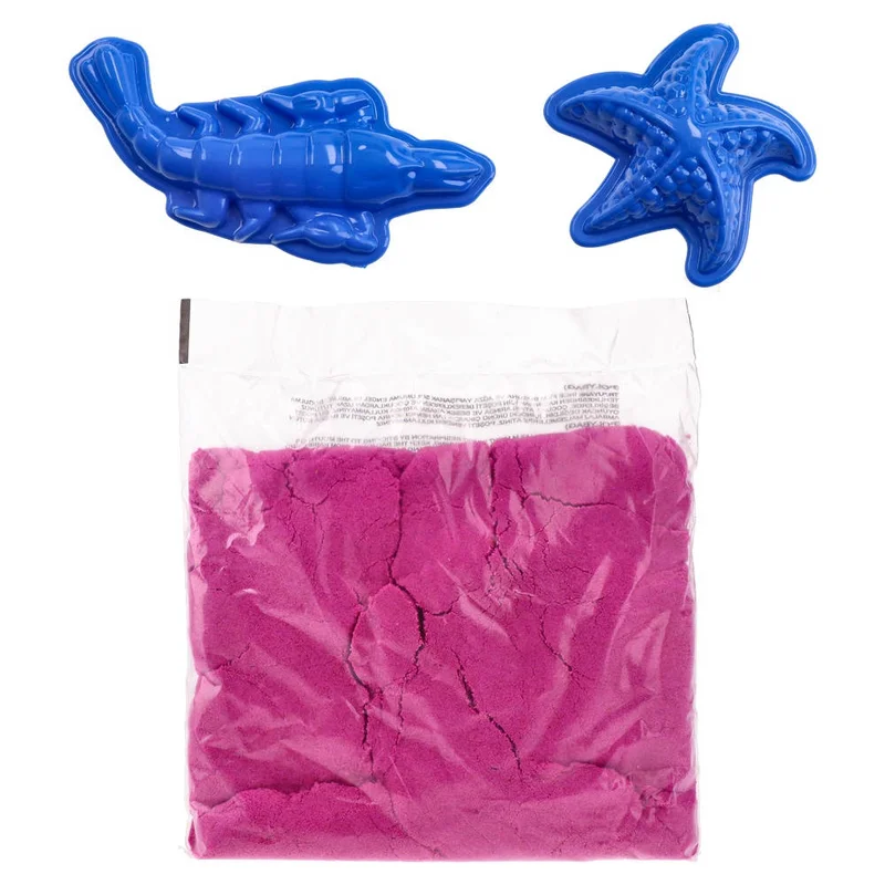 Комплект кинетичен пясък Junior Play Sand, с формички, 400 g, розов