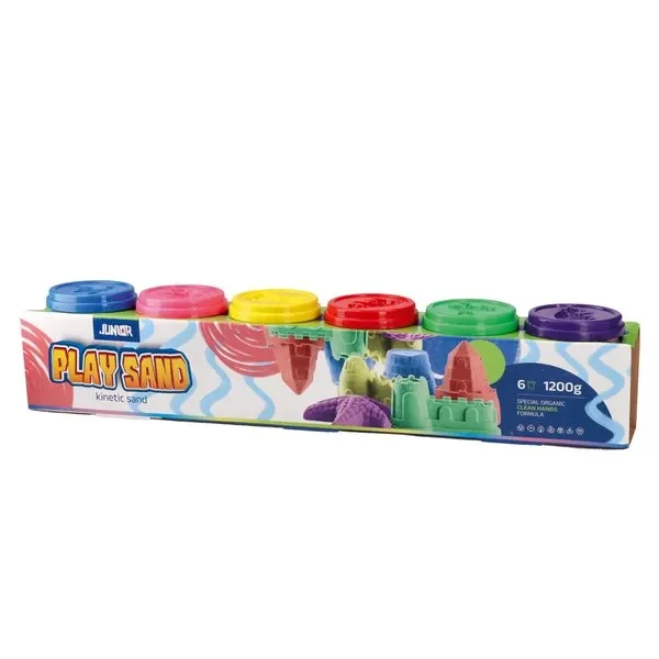 Кинетичен пясък Junior Play Sand, 6 цвята х 200 g
