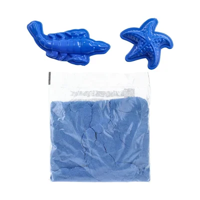 Кинетичен пясък Junior Play Sand, с формички, 400 g, тъмносин