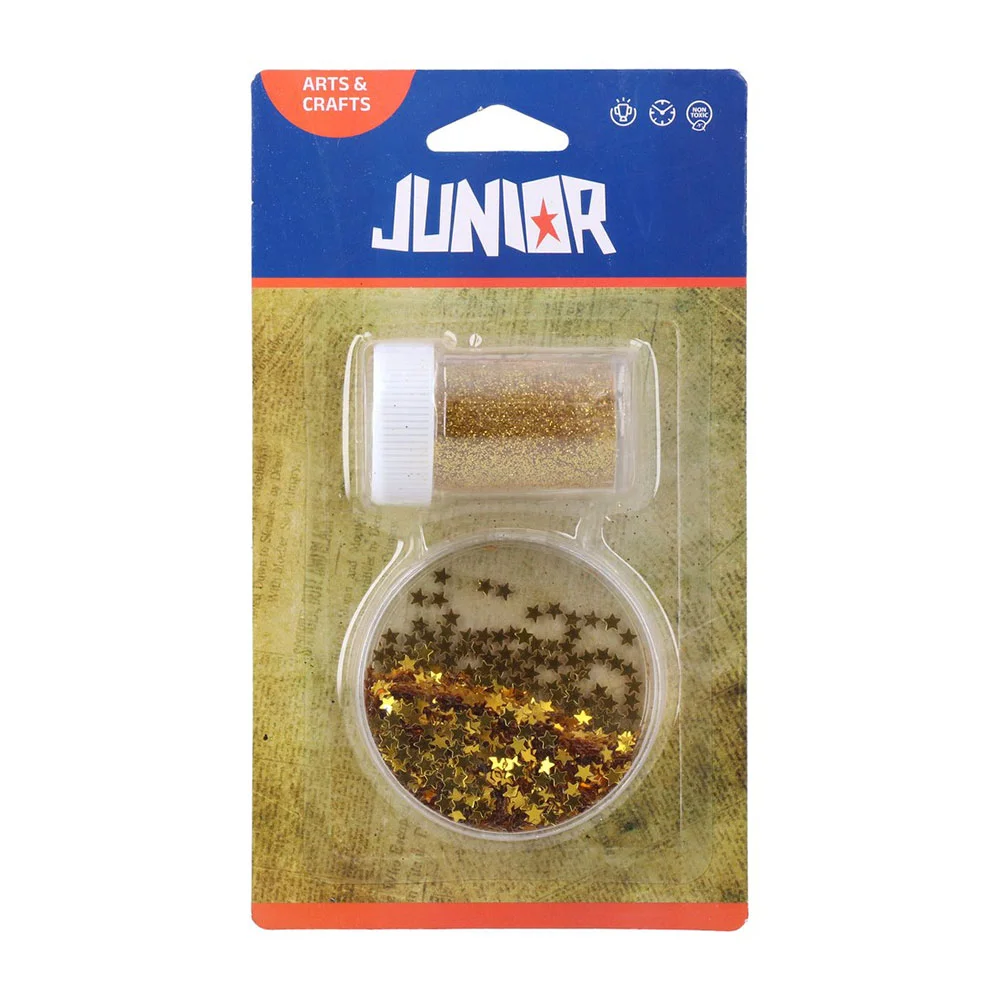 Комплект пайети, звезди и брокат за декорация Junior, златисти