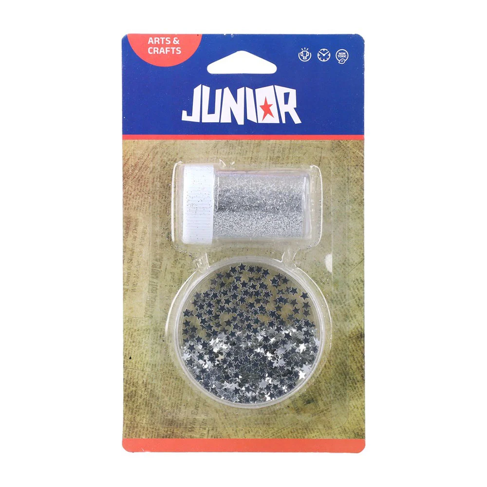 Комплект пайети, звезди и брокат за декорация Junior, сребристи