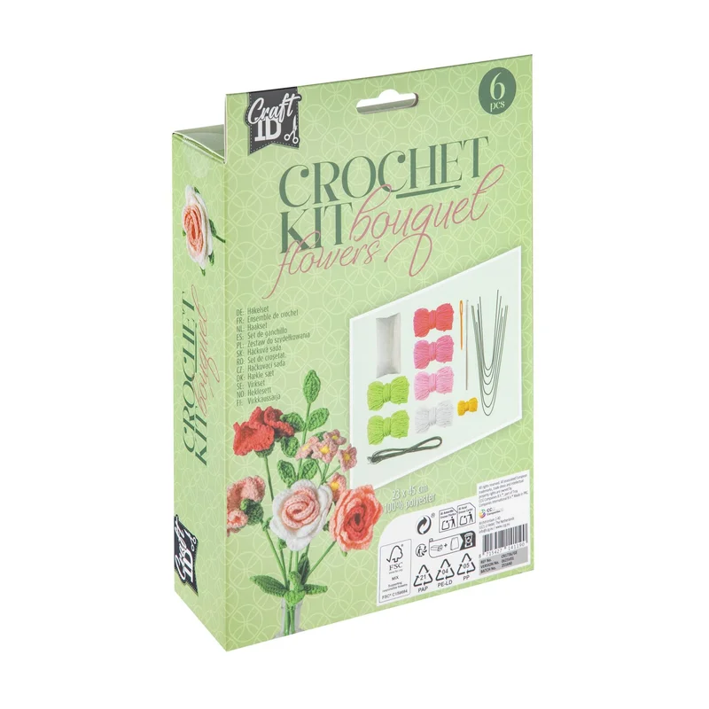 Craft ID Букет цветя, за плетене, розови