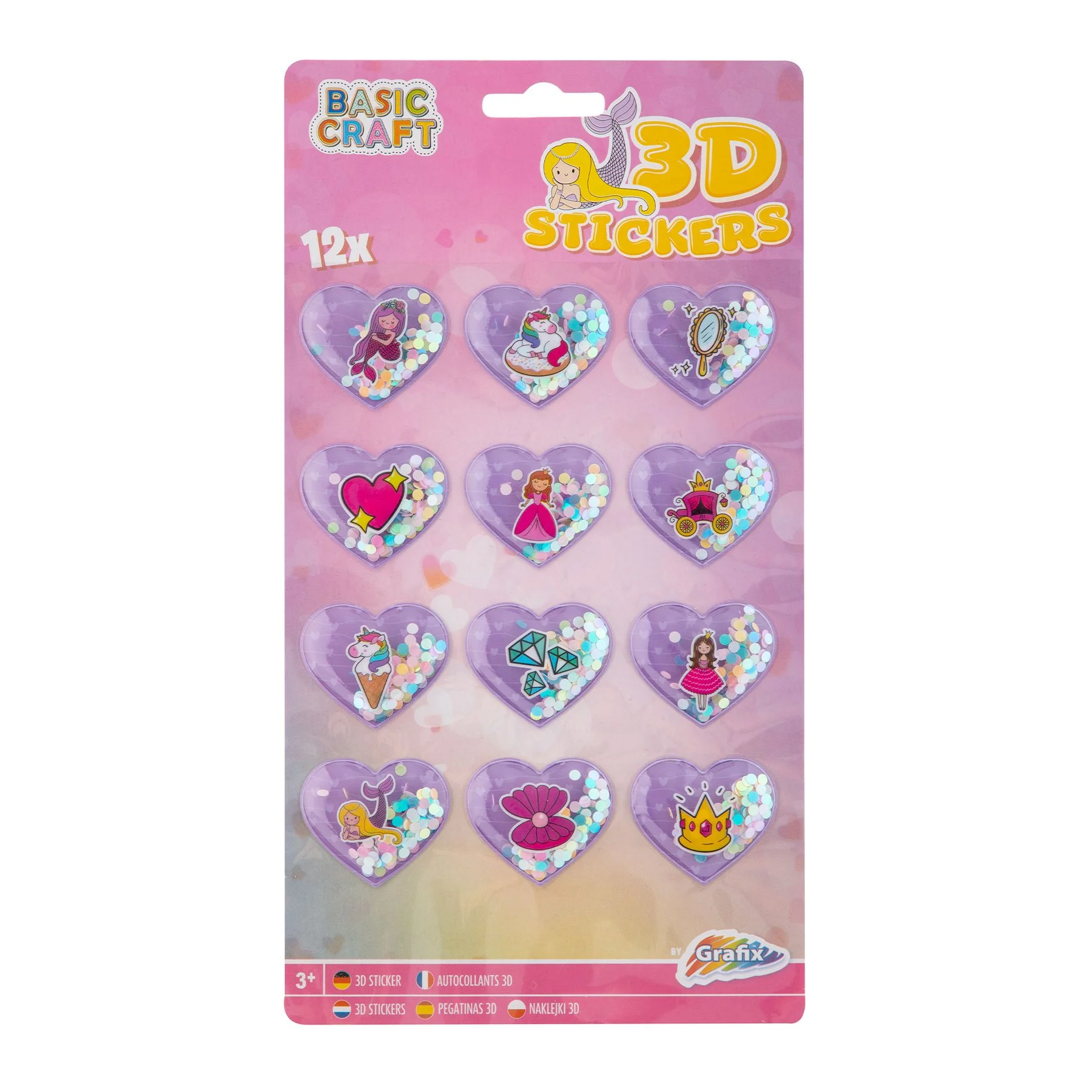 Moxy 3D Стикери с брокат, 12 броя, розови
