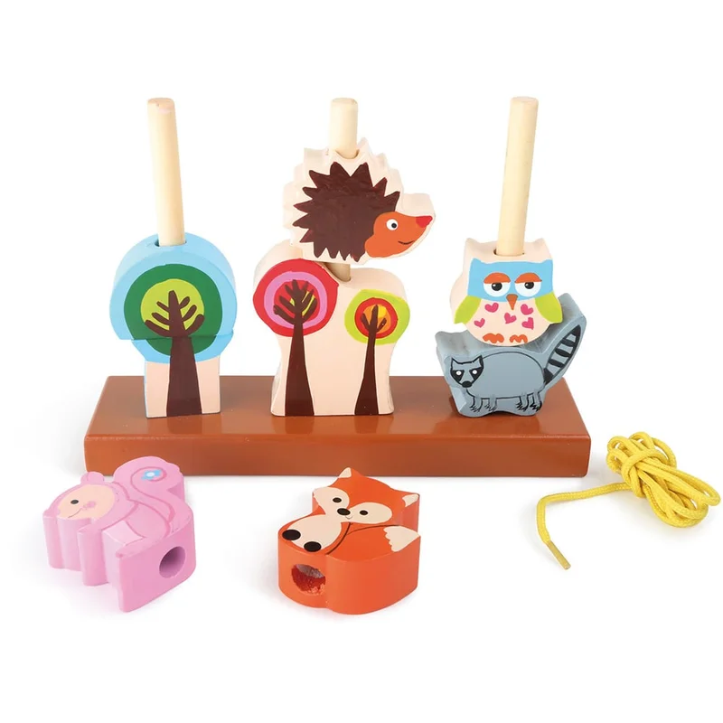 Small Foot Игра за нанизване Диви животни, 10 части