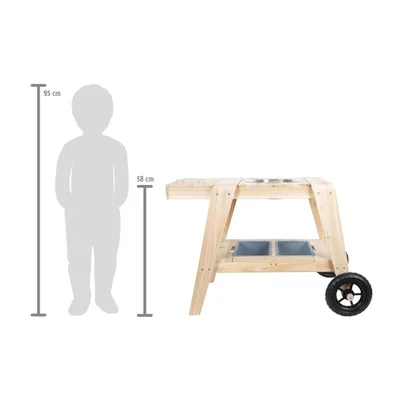 Small Foot Кухня, за игра на открито, на колела, 88 х 56 х 58 cm, дървена