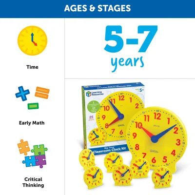 Learning Resources Комплект Часовници за училище, 25 броя