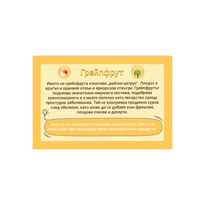 Office 1 Образователни карти - Плодове и зеленчуци, 50 броя