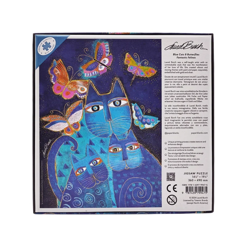 Paperblanks Пъзел Blue Cats and Butterflies, 500 части