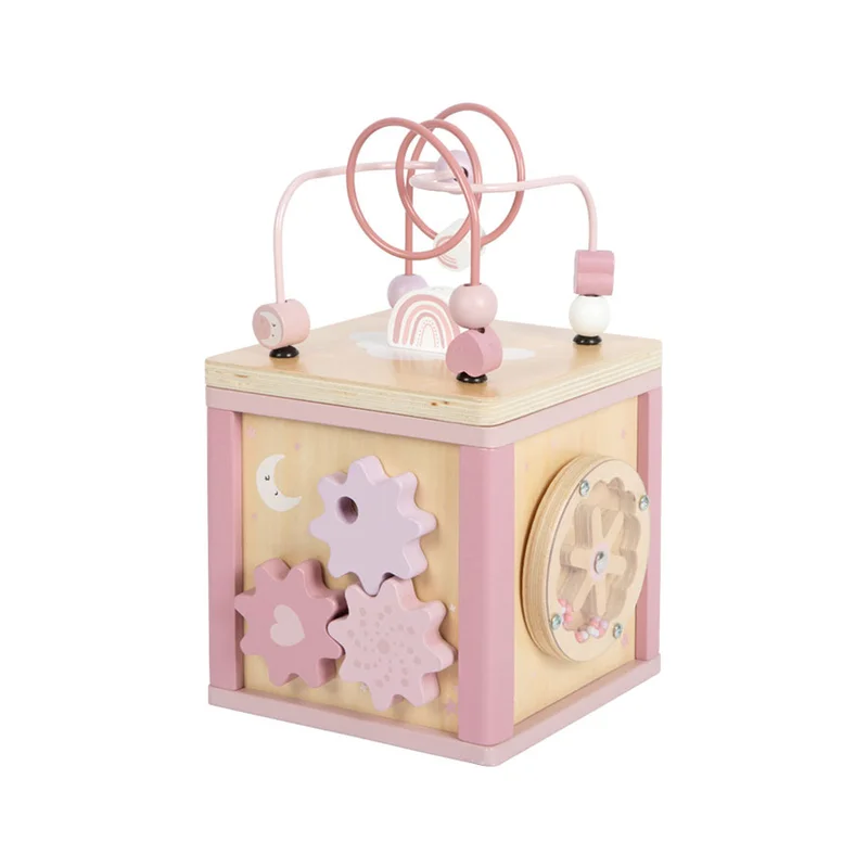 Small Foot Куб, дидактичен, дървен, 15 х 15 х 25 cm, розов