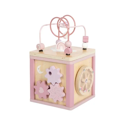 Small Foot Куб, дидактичен, дървен, 15 х 15 х 25 cm, розов