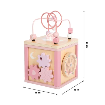 Small Foot Куб, дидактичен, дървен, 15 х 15 х 25 cm, розов