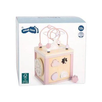Small Foot Куб, дидактичен, дървен, 15 х 15 х 25 cm, розов