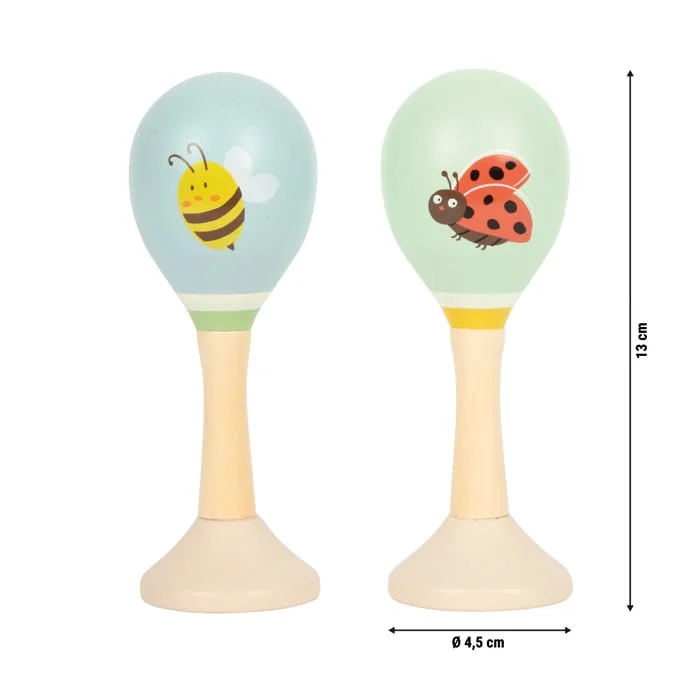 Small Foot Маракаси Tiny Friends, дървени, 2 броя
