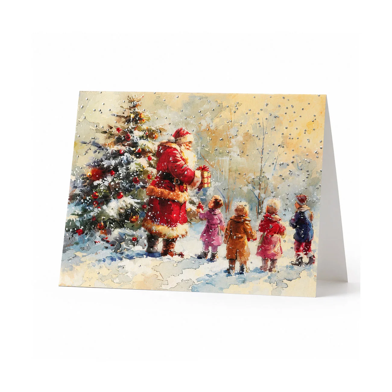 Картичка с коледен дизайн, 11 х 15 cm, с лак и плик, дизайн 2