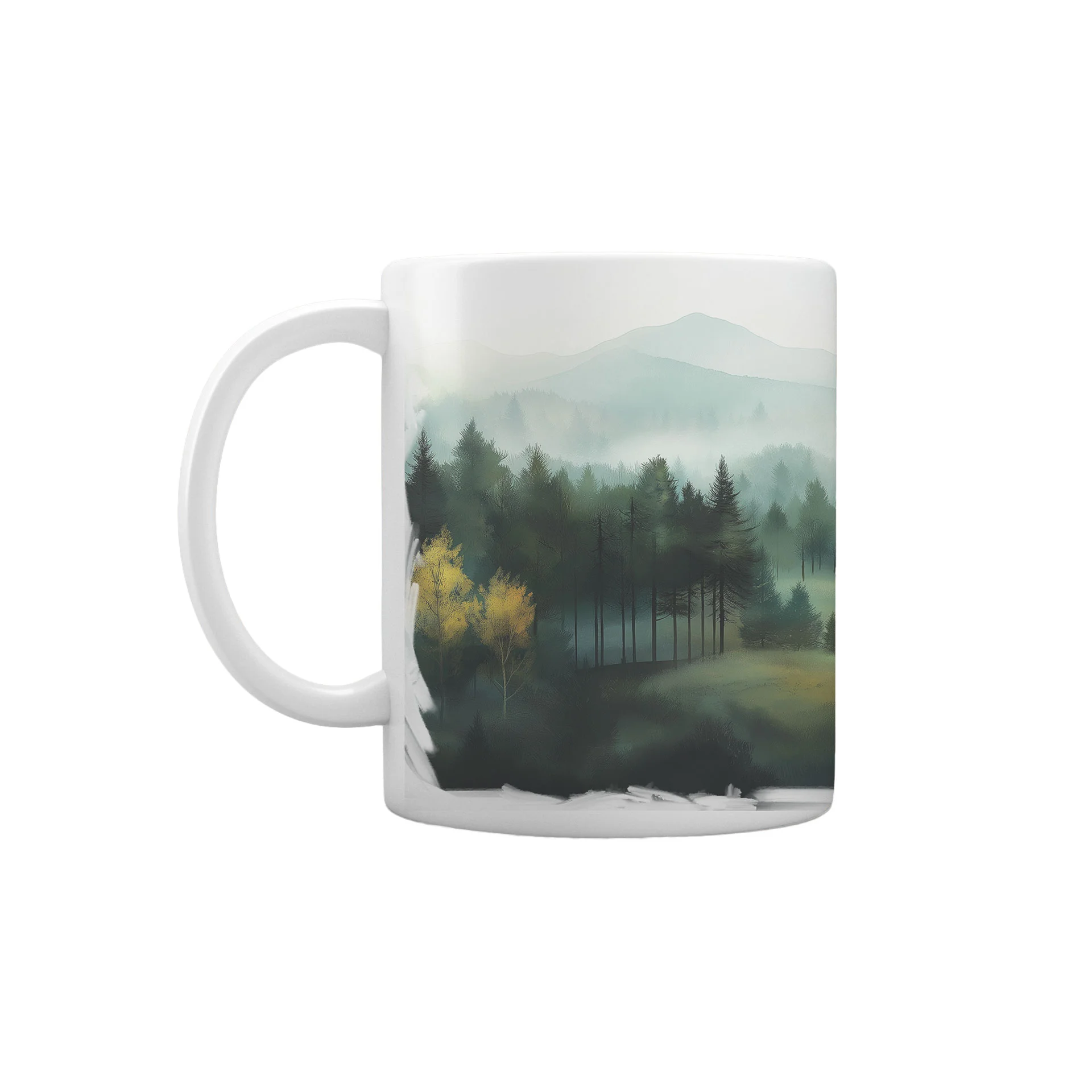 Gift&Go Чаша Mountains & Nature 1, керамична, клас АА, бяла, 330 ml, в кутия