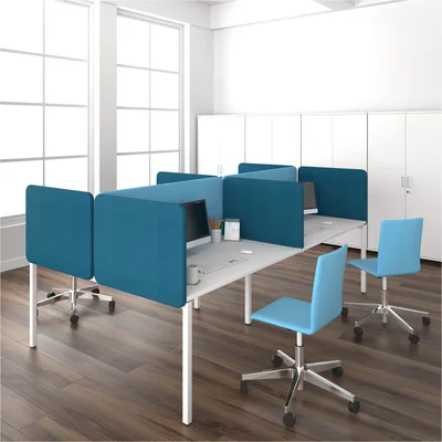 Шумоизолиращ преграден панел Narbutas Top 530, за работна двойка бюра, 1600 x 36 x 530 mm, дамаска Velito Presto светла мента, ПДЧ 16 mm, сив метал
