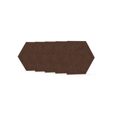 Акустично пано Narbutas Pet, шестоъгълник, 173 х 200 х 9 mm, PET филц, 5 броя, цвят кестен
