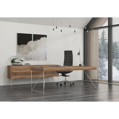 Бюро Narbutas Air Executive, 2200 x 800 x 740 mm, фурнир орех, метал хром