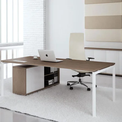 Бюро Narbutas Nova Executive, 1800 x 1000 x 740 mm, ПДЧ 25 mm, меламин кехлибарен дъб, черен метал, крак тип U