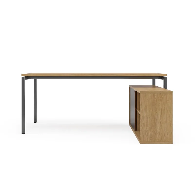 Бюро Narbutas Nova Executive, 2000 x 1000 x 740 mm, ПДЧ 25 mm, меламин кехлибарен дъб, черен метал, крак тип U