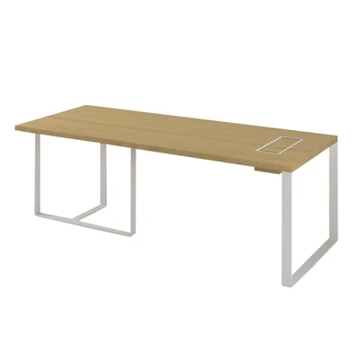 Бюро Narbutas Plana, 2200 x 900 x 750 mm, фурнир дъб, бял метал, бял метал на кабелната кутия